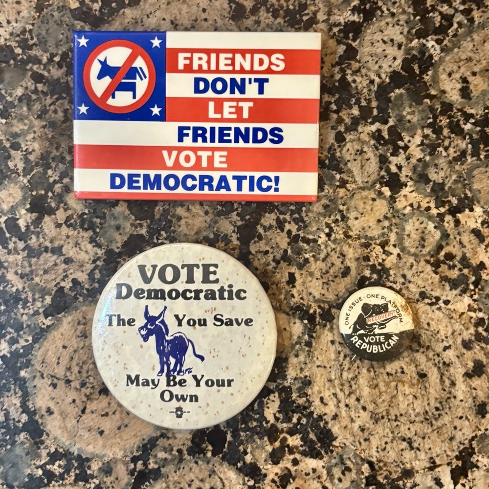 Patriotic Political Button Set - Red, Blue, White